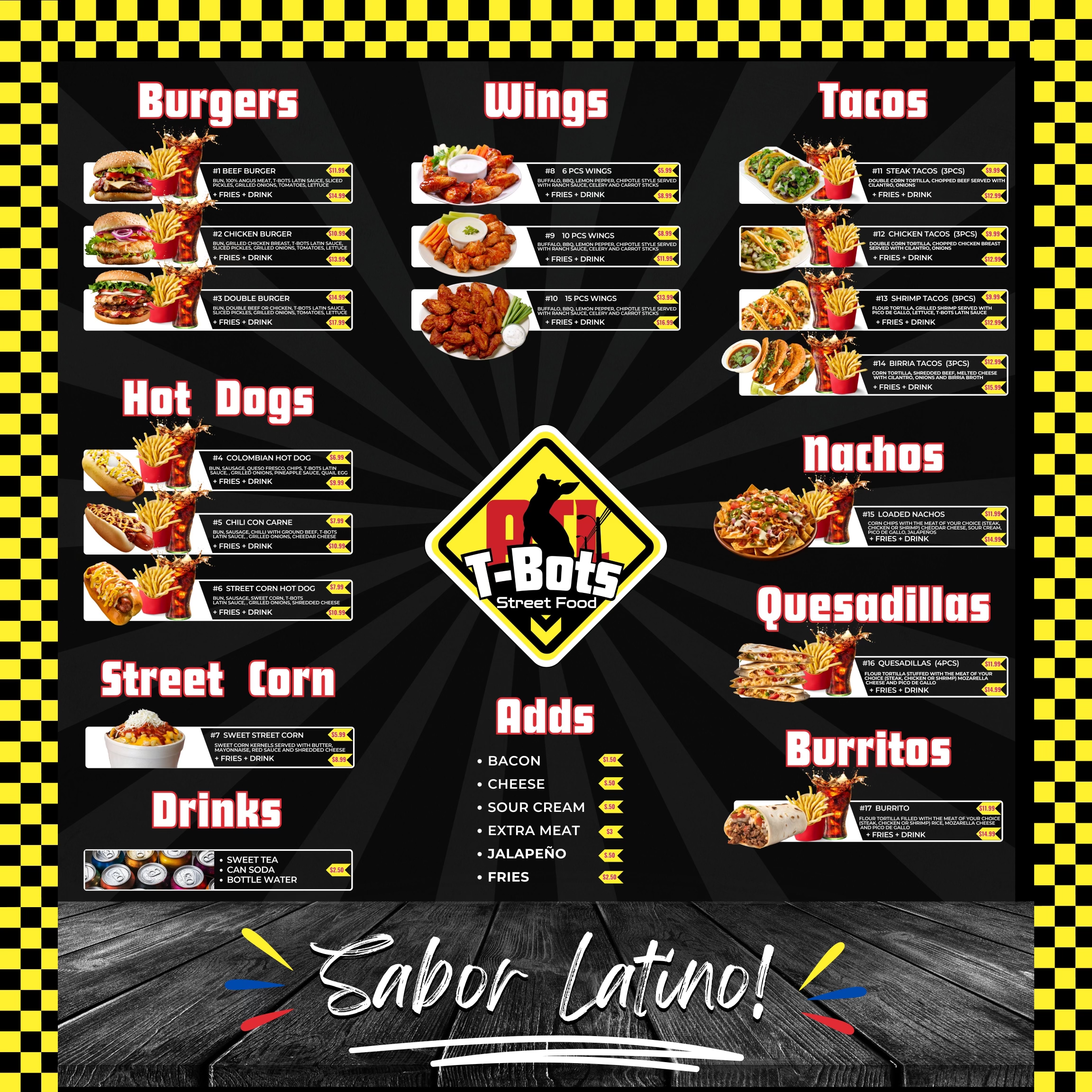 TBots ATL Menu Items